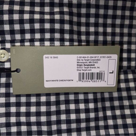 Goodfellow & Co Men’s Adaptive Button-Down Shirt | Navy & White | Size L | NWT - Picture 6 of 6